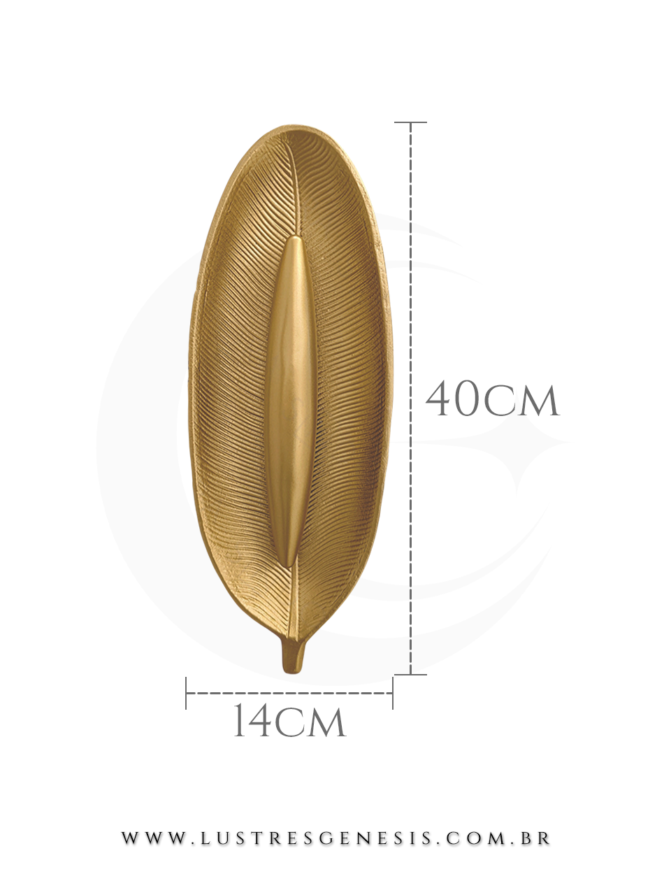 Arandela LED Minimalista Dourada Oval 40x14cm Bivolt para Sala Living Quarto Escadas e Corredor